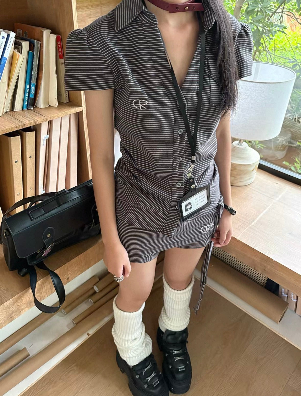 avenoir striped button up set BOTTOM ONLY/ edit 01