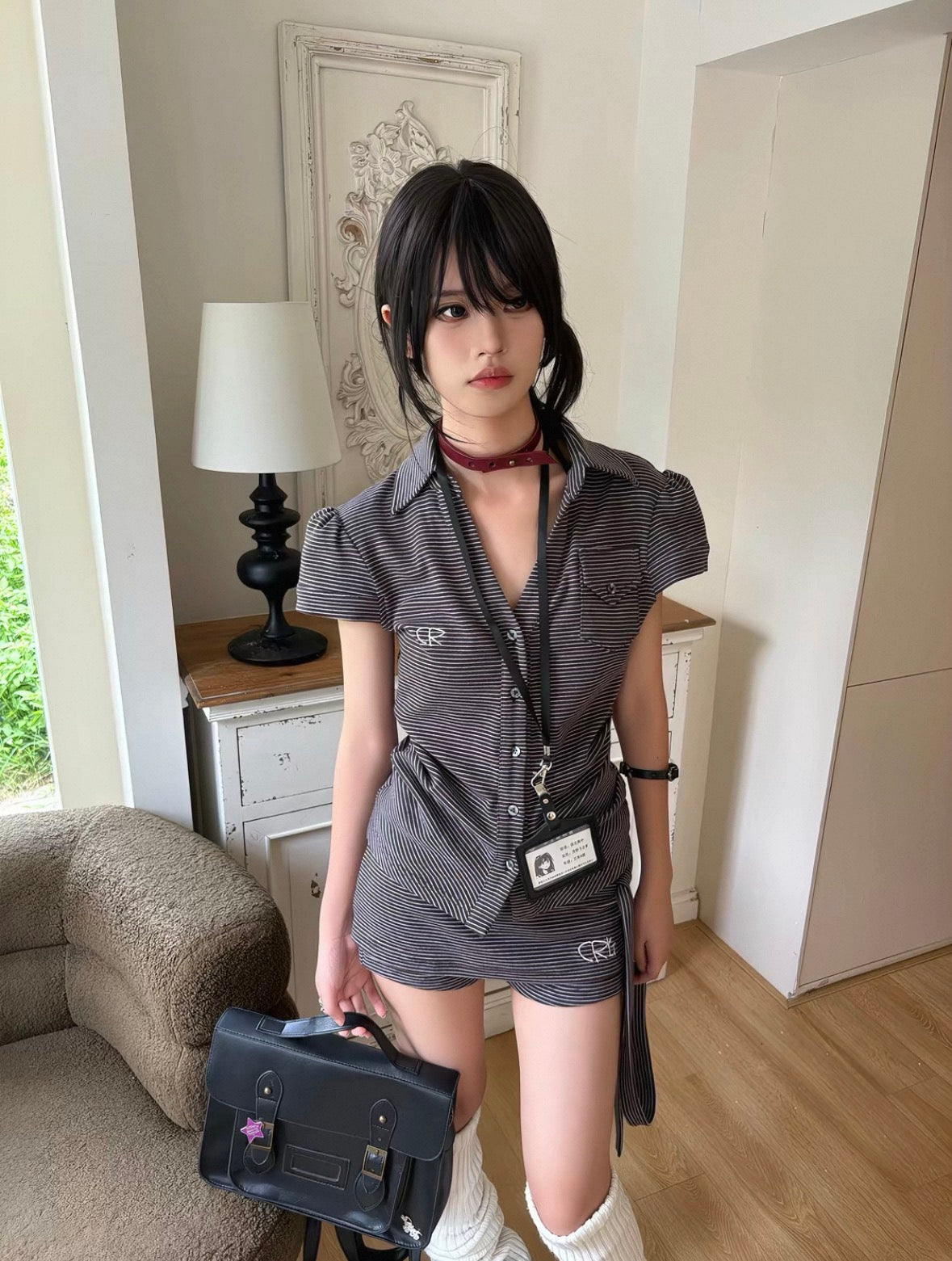 avenoir striped button up set TOP ONLY/ edit 01